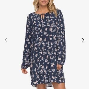 ROXY View Delights Long Sleeve Boho Beach Shift Dress Size S NWOT